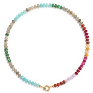 european and american ins style colorful natural stone bead necklace for women, cross border bohemian vacation style dopamine accessory