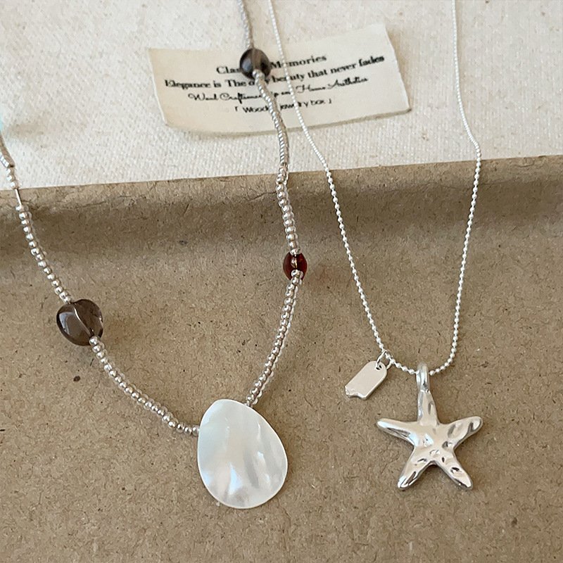 summer vacation wind, starfish shell necklace, women's niche, simple and versatile, fashionable and trendy, temperament, neck chain, clavicle chain summer vacation wind, starfish shell necklace, women's niche, simple and versatile, fashionable and trendy, temperament, neck chain, clavicle chain