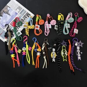 new color blocking korean woven lanyard sporty miu bag pendant pendant accessory for women's ins keychain accessory