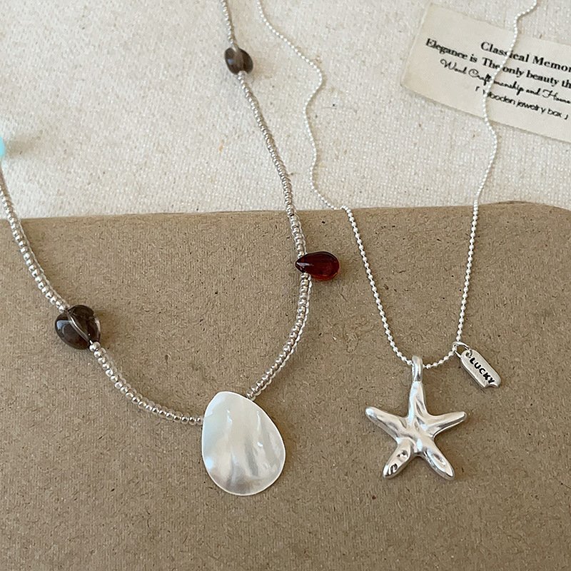 summer vacation wind, starfish shell necklace, women's niche, simple and versatile, fashionable and trendy, temperament, neck chain, clavicle chain summer vacation wind, starfish shell necklace, women's niche, simple and versatile, fashionable and trendy, temperament, neck chain, clavicle chain