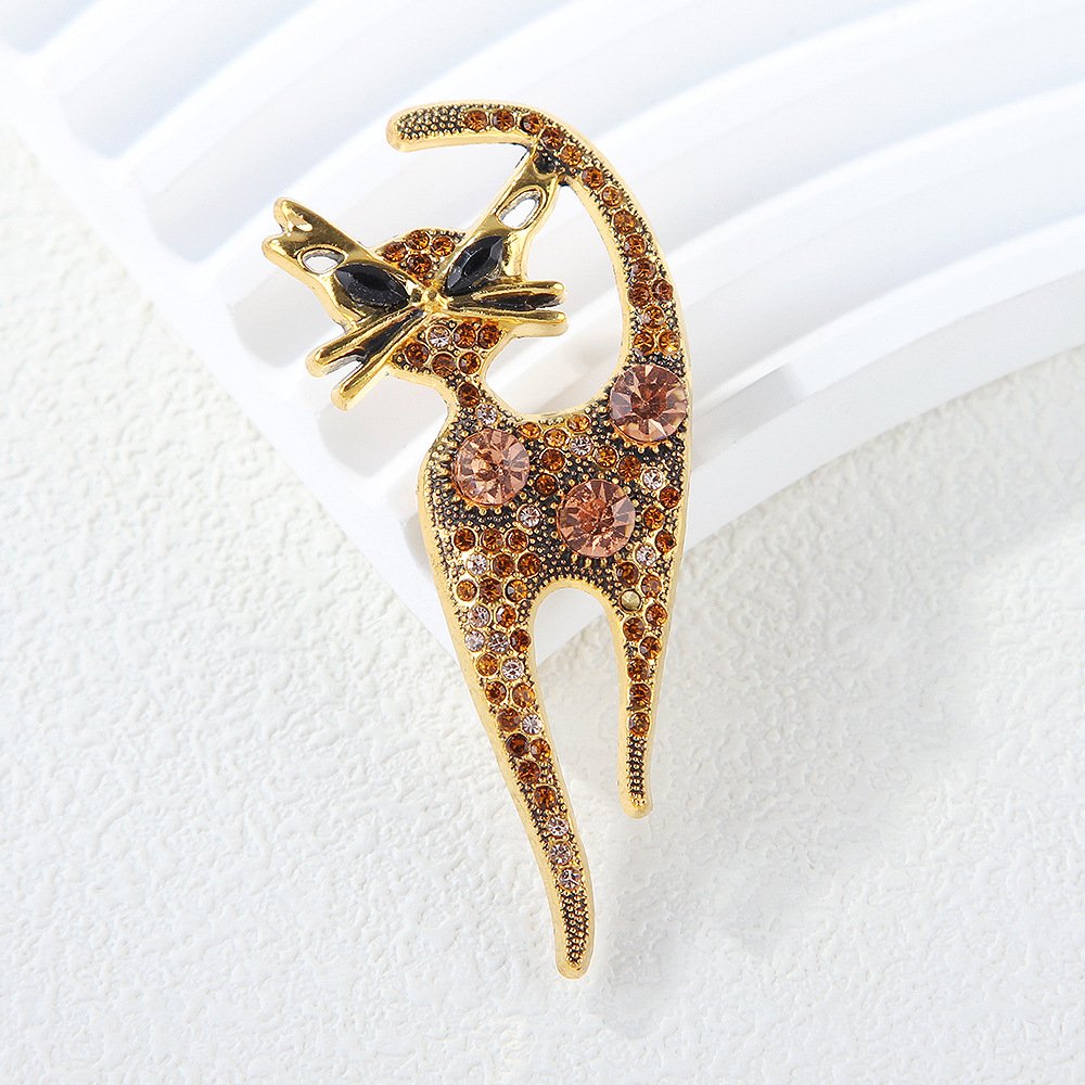 cross border european and american fashion retro cute kitten brooch exquisite diamond encrusted corsage internet celebrity creative clothing collar pin cross border european and american fashion retro cute kitten brooch exquisite diamond encrusted corsage internet celebrity creative clothing collar pin