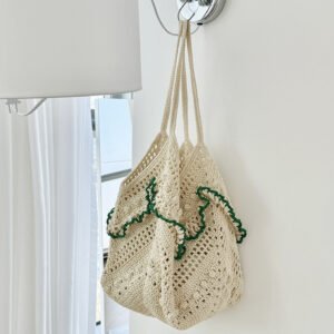 niche design, large capacity women's bag, antique style cut out bag, seaside holiday bag, women's cut out shoulder woven bag