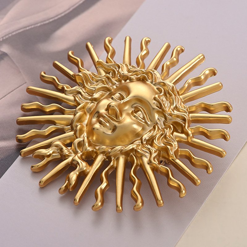 high end european and american medieval palace style, sun goddess embossed blazer, coat, trench coat, versatile metal brooch high end european and american medieval palace style, sun goddess embossed blazer, coat, trench coat, versatile metal brooch