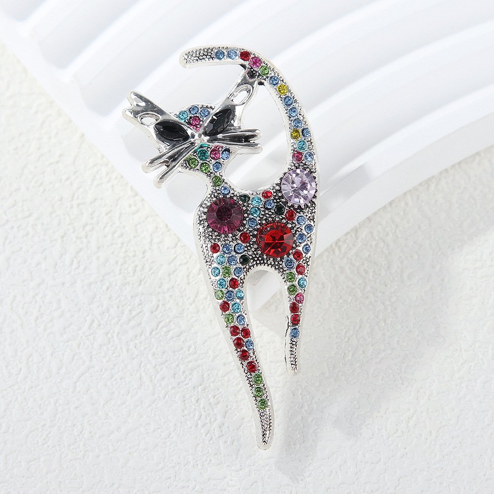 cross border european and american fashion retro cute kitten brooch exquisite diamond encrusted corsage internet celebrity creative clothing collar pin cross border european and american fashion retro cute kitten brooch exquisite diamond encrusted corsage internet celebrity creative clothing collar pin